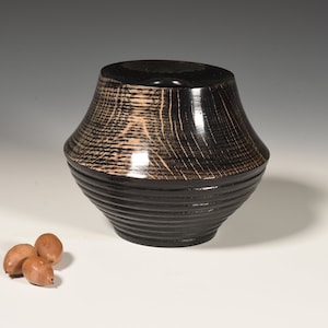 White Oak Wood Turned Hollow Form Vase - Handmade Wood Art
