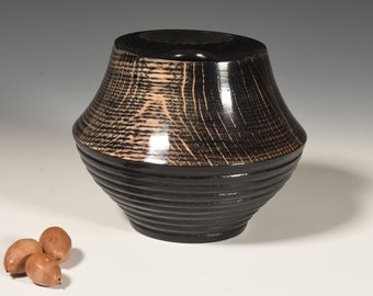 White Oak Wood Turned Hollow Form Vase - Handmade Wood Art