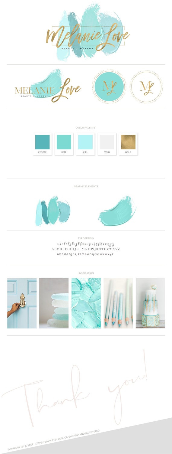Branding Package Branding Kit Turquoise Branding and Logo Etsy