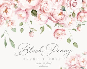 Clipart aquarelle pivoines blush - pivoine aquarelle - clipart pivoines - Rose & fard à joues - clipart floral - clipart aquarelle - clipart mariage