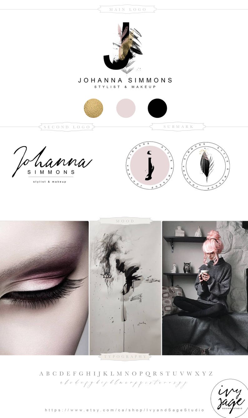 Monogram Branding - Branding Package - Beauty & Makeup Branding - Initials Logo - Monogram Logo - Black and Rose Logo - Luxurious Branding