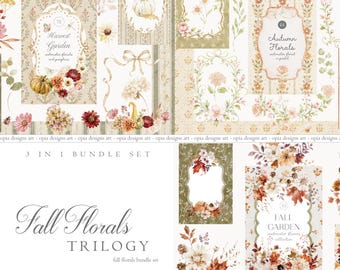 Watercolor Fall Florals Bundle - Autumn Flowers Collection - Harvest Clipart