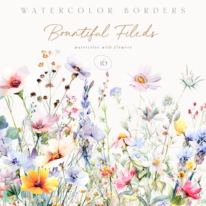 Aquarela Wild Floral Borders - Wild Flowers Borders - Wild Floral Clipart - Aquarela Clipart - Floral Borders - Summer Clipart