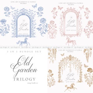 Barokke lijntekeningenbundel - bruiloft clipart-vintage Victoriaanse bruiloft bundel - chinoiserie clipart - koninklijke sierlijsten - vintage bundel