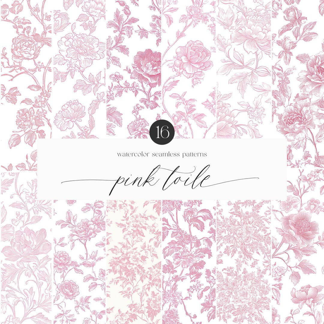 Pink French Toile Floral Seamless Patterns - Vintage Floral Patterns ...