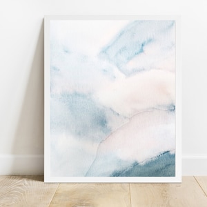 Blush Pink and Navy Print, Printable Watercolor Print, Blush and Blue Print, Printable Abstract, Abstract Wall Art, Modern Wall Art, Simple