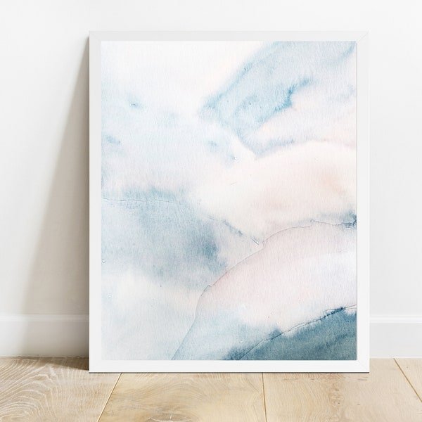 Blush Pink and Navy Print, Printable Watercolor Print, Blush and Blue Print, Printable Abstract, Abstract Wall Art, Modern Wall Art, Simple