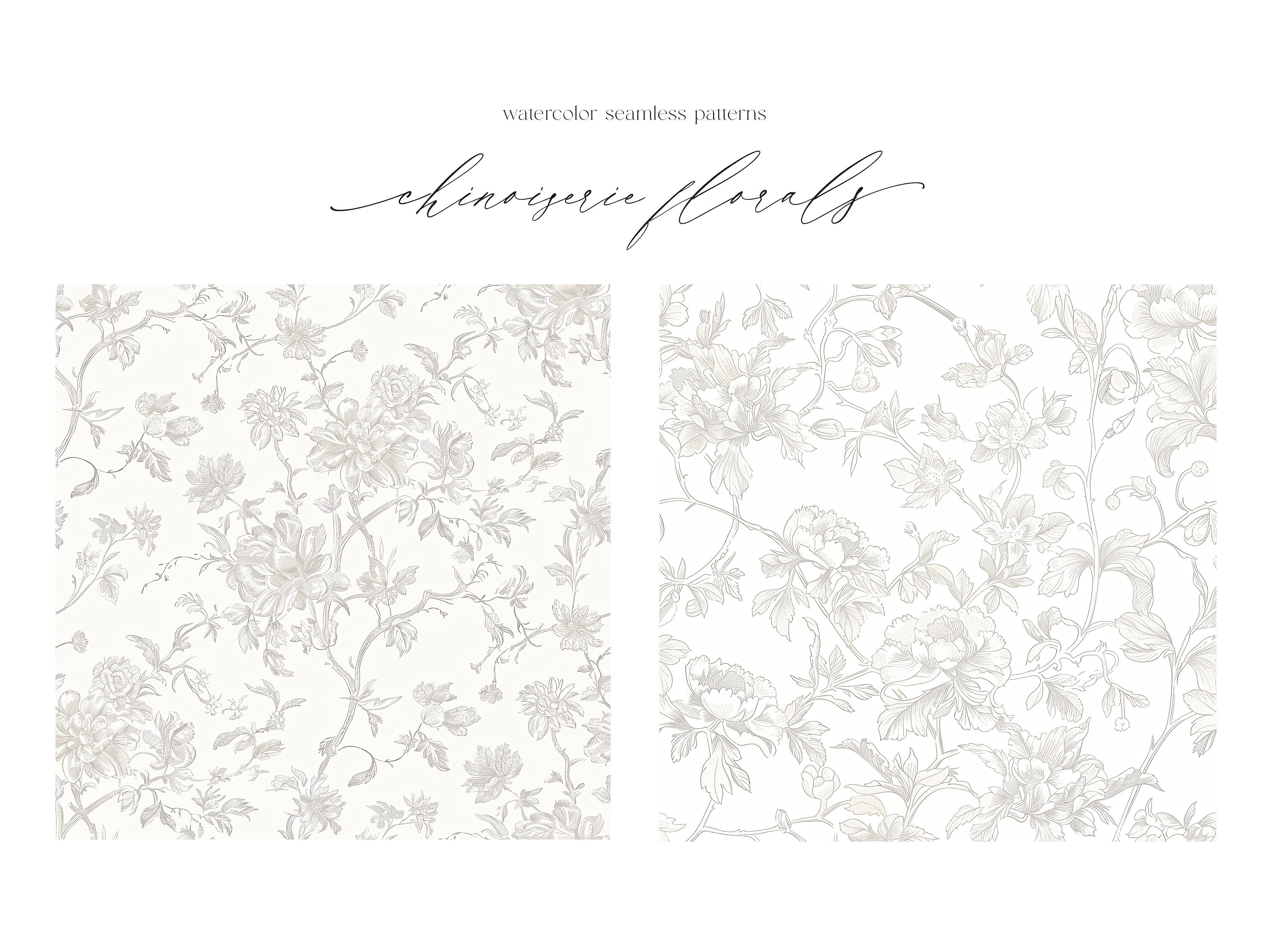 Chinoiserie Floral Seamless Patterns - Vintage Floral Patterns ...