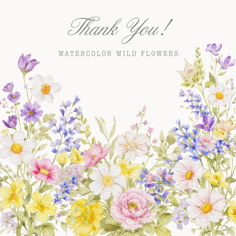 Watercolor Wild Spring Flowers Clipart - Wedding Clipart - Wild Floral ...