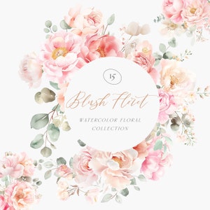 Clipart floral aquarelle Blush - aquarelle florale clipart - arrangements - clipart mariage - aquarelle roses-bouquets de fleurs-roses clipart