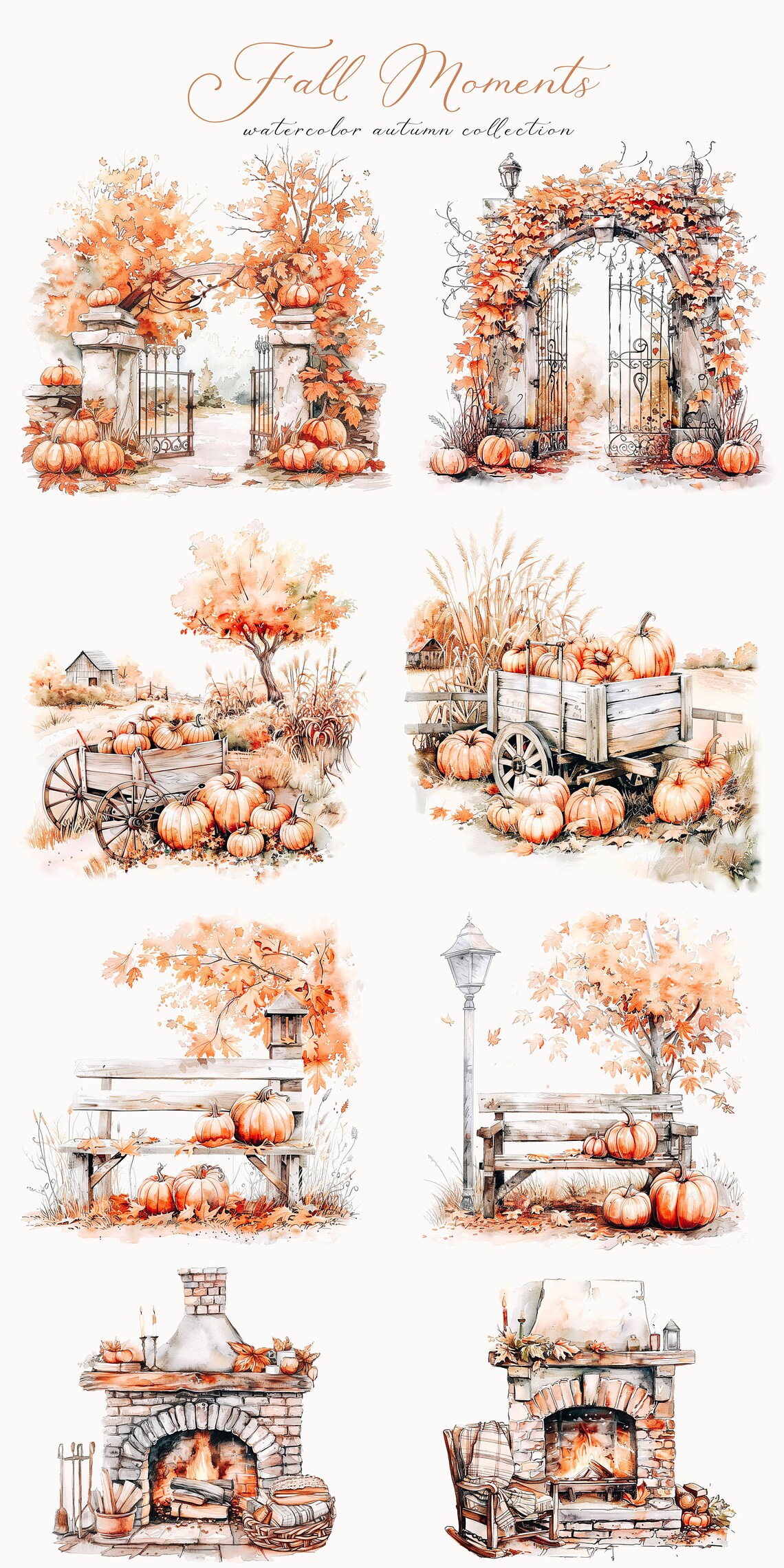 Watercolor Fall Clipart - Fall Aesthetics Clipart - Fall Clipart ...