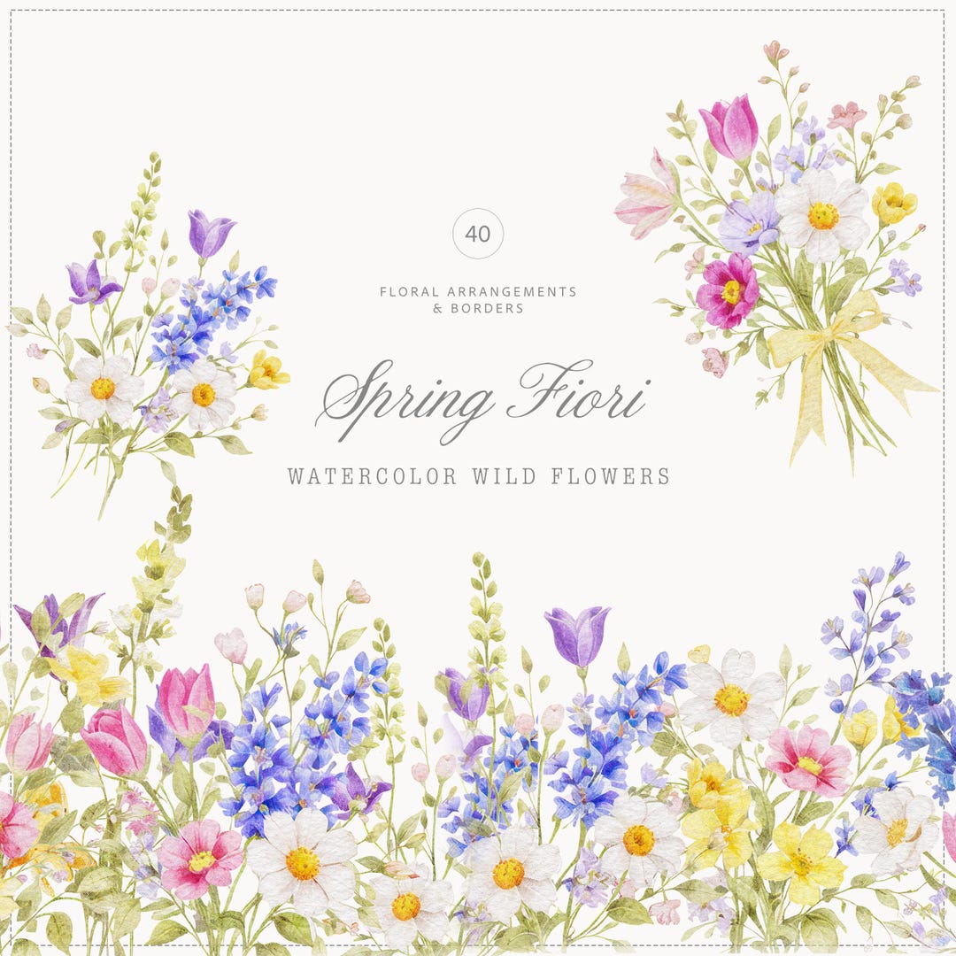 Watercolor Wild Spring Flowers Clipart - Wedding Clipart - Wild Floral ...