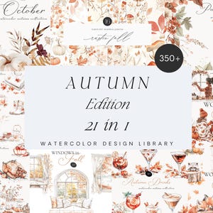 Bundle automne aquarelle - Bundle de cliparts aquarelle - Bundle de cliparts floraux - Bundle de motifs sans couture - Bundle automne - Bundle - Bundle automne