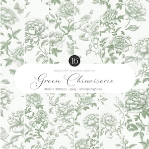 Chinoiserie Floral Seamless Patterns - Vintage Floral Patterns - Chinoiserie Digital Papers - Vintage Clipart - Vintage Seamless Patterns