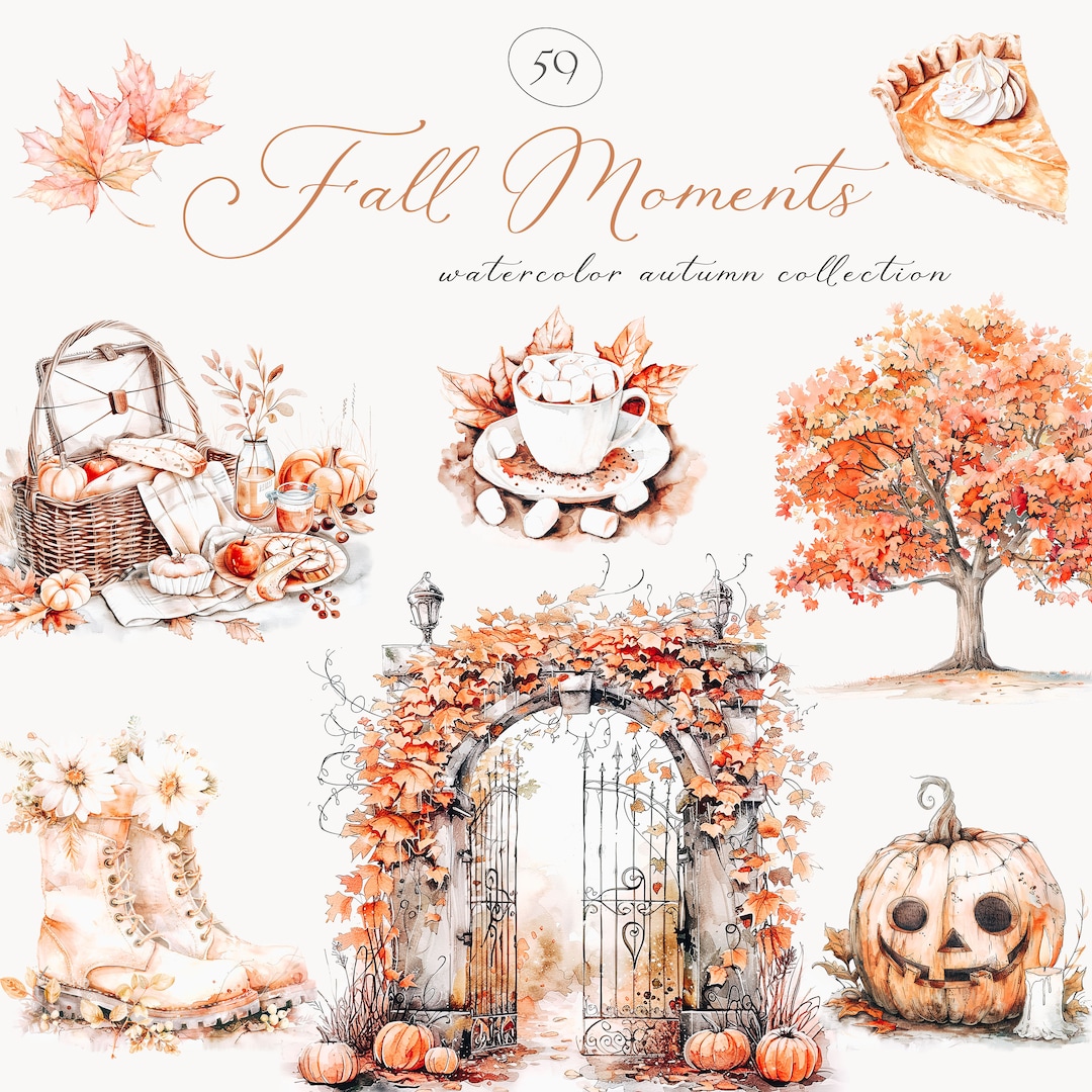 Watercolor Fall Clipart - Fall Aesthetics Clipart - Fall Clipart ...
