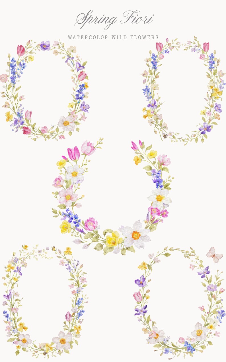 Watercolor Wild Spring Flowers Clipart - Wedding Clipart - Wild Floral ...