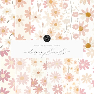 Gänseblümchen Blumen Musterdesign - Boho Blumenmuster - Florale nahtlose Muster - Blumen nahtlose Muster-Hintergründe-Gänseblümchen Clipart