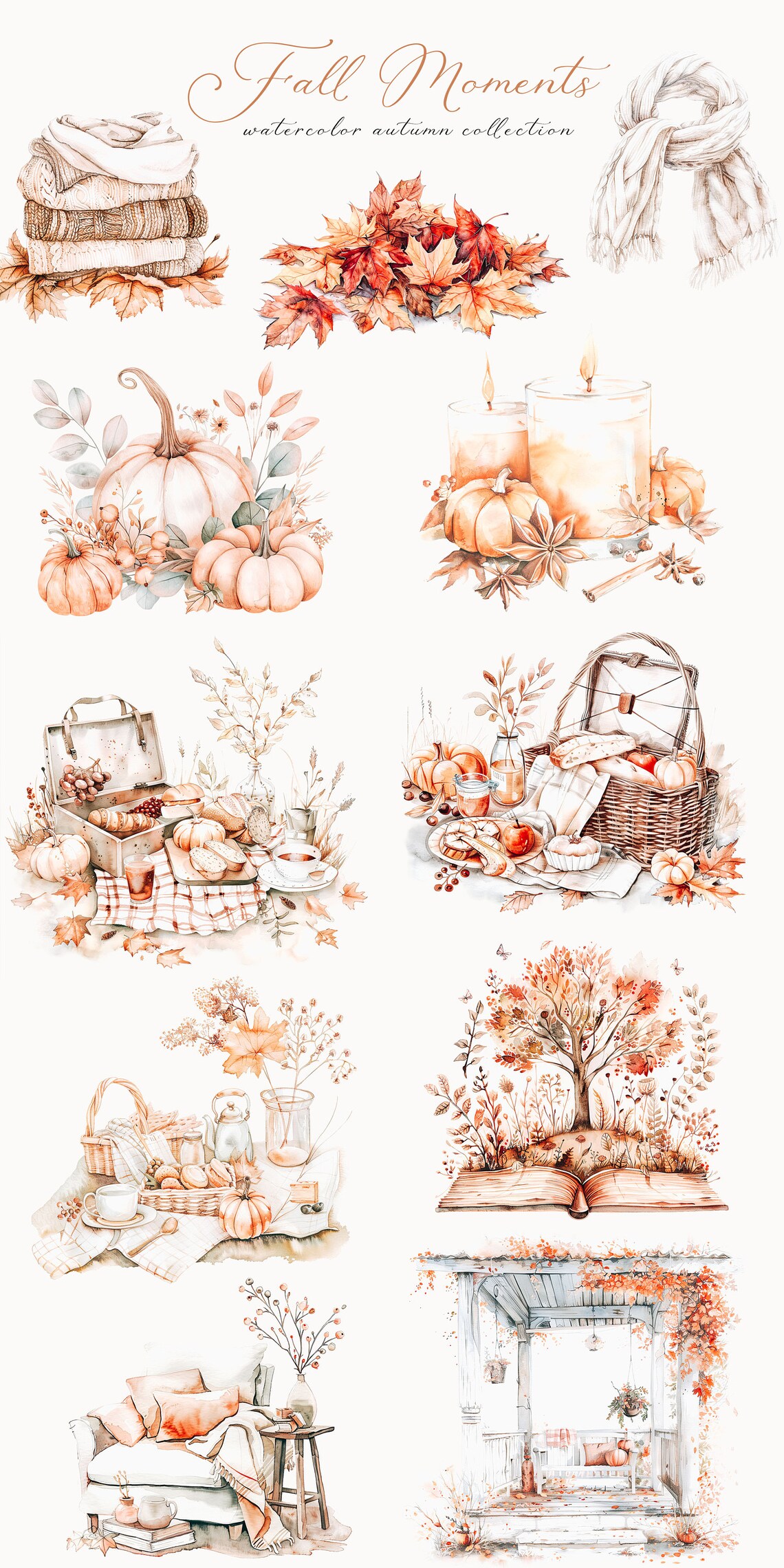 Watercolor Fall Clipart - Fall Aesthetics Clipart - Fall Clipart ...