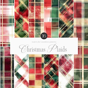 Nahtlose Aquarell Weihnachten karierte Muster, karierte Texturen, digitales Papier, sich wiederholende Muster, nahtlose Muster, Scrapbookpapier
