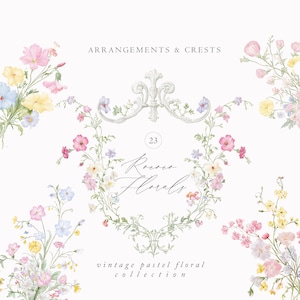 Arte floral rococó - Clipart de casamento - Clipart floral vitoriano vintage - Clipart rococó - Molduras ornamentais reais - Clipart floral vintage