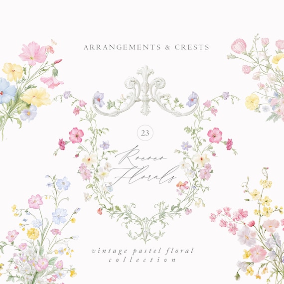 Rococo Floral Line Art - Wedding Clipart- Vintage Victorian Floral Clipart - Rococo Clipart -Royal Ornamental Frames -Floral Vintage Clipart