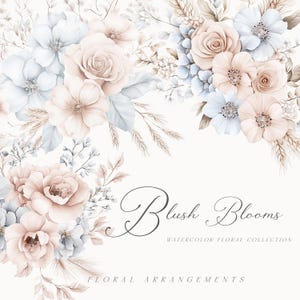 Aquarell Blush Blumen Clipart - Blush Blumen - Blumen Clipart - Hochzeit Clipart - Blumensträuße - Aquarell Clipart - unbegrenzte Lizenz