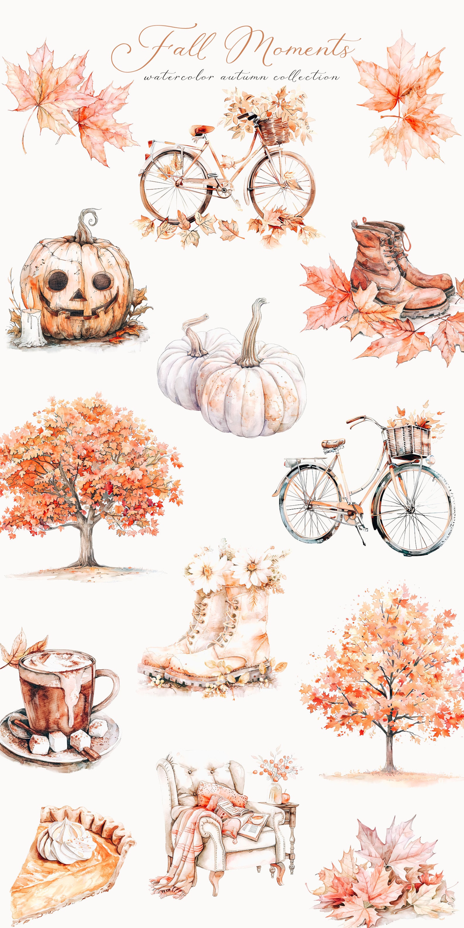 Watercolor Fall Clipart - Fall Aesthetics Clipart - Fall Clipart ...