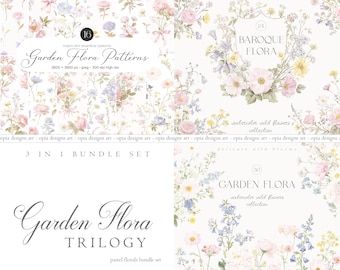 Aquarel pastel bloemen clipart bundel - wilde bloemen bundel - wilde bloemen bundel - bruiloft clipart - barokke bloemen bundel - bloemen bundel