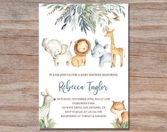 Safari Baby Shower Invitation Etsy Safari Baby Shower Invitation Etsy