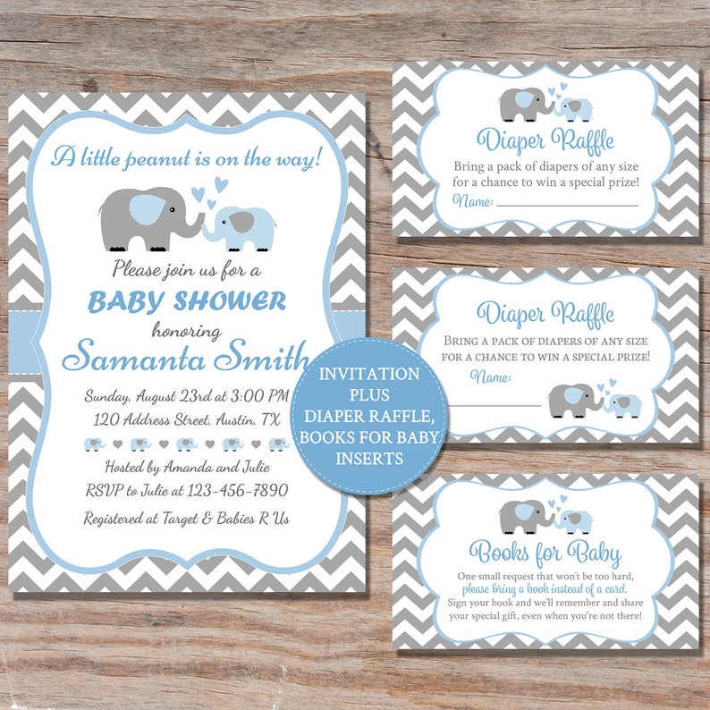 Elephant Baby Shower Invitation Elephant Baby Shower Invite Etsy