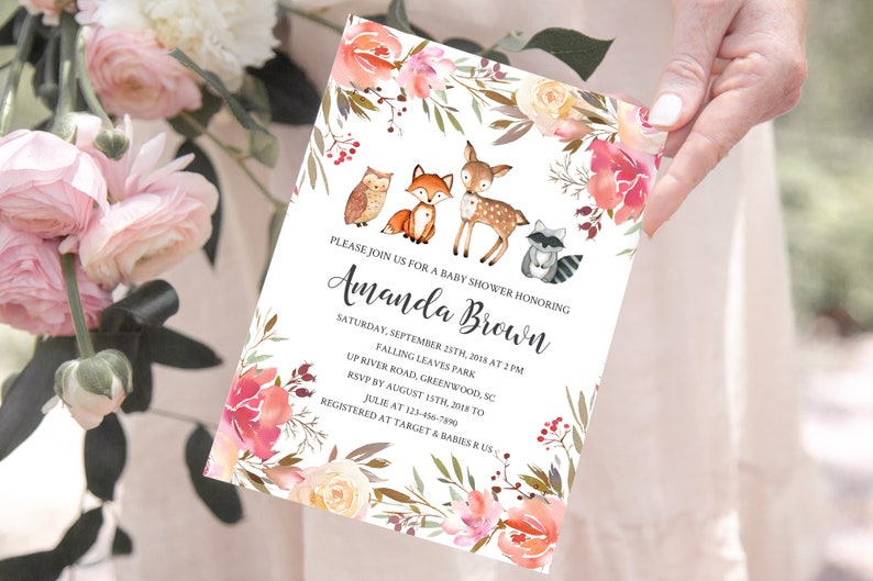etsy baby shower invitations woodland