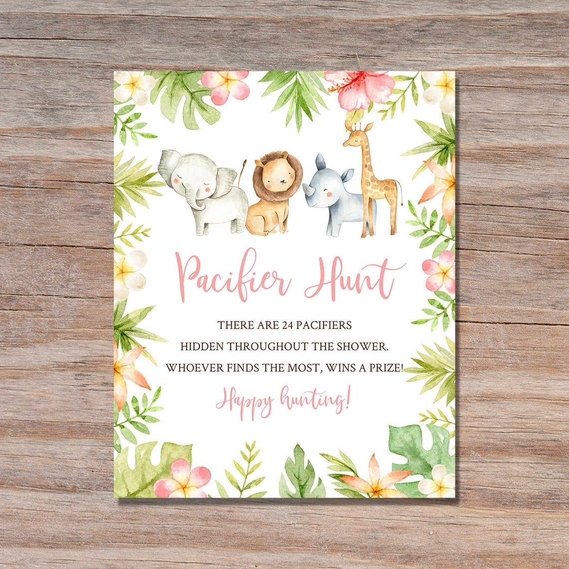 Safari Baby Shower Pacifier Hunt Game Printable Baby Shower Etsy