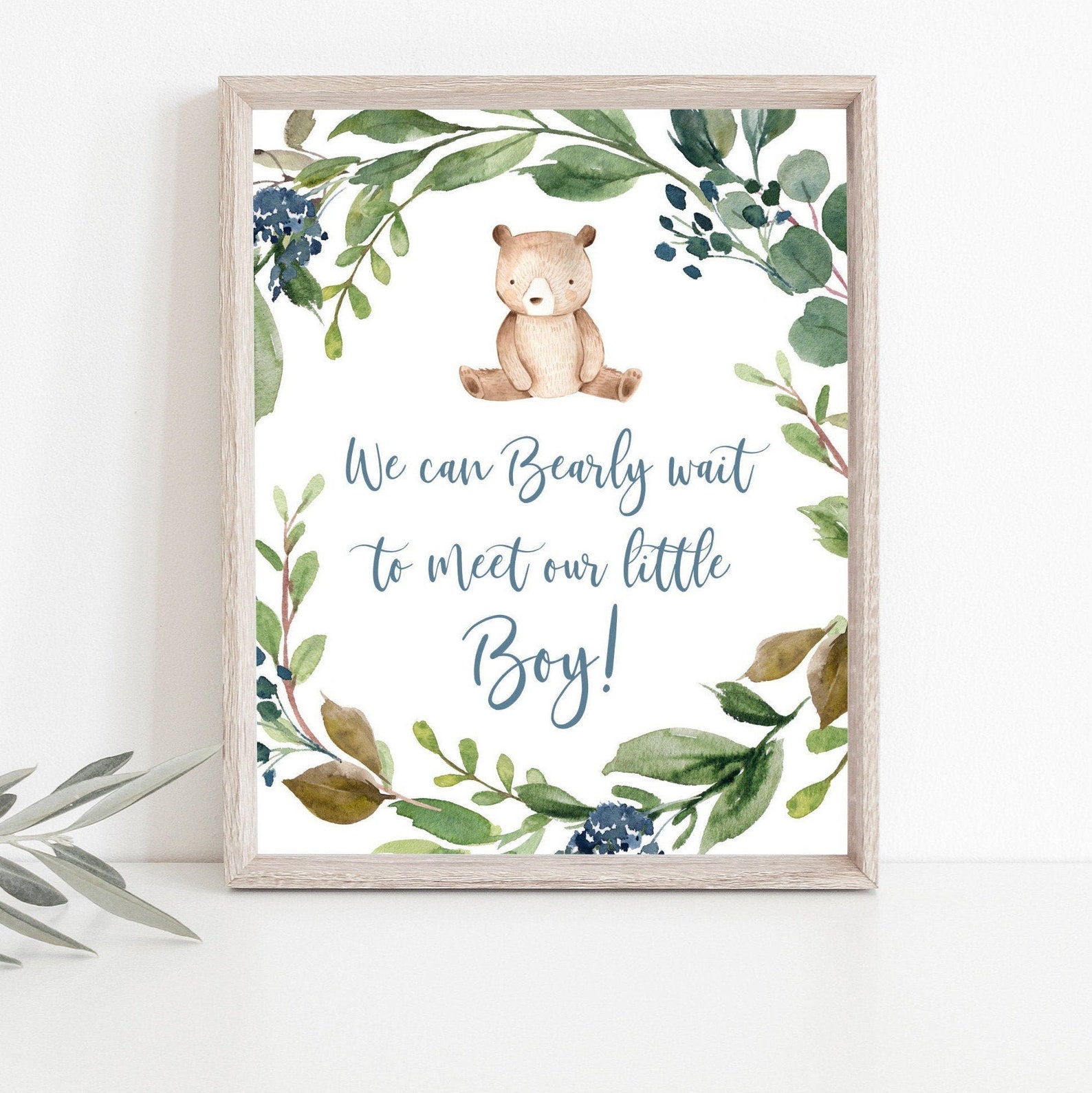 We Can Bearly Wait Sign Woodland Baby Shower Sign Bear Baby Etsy