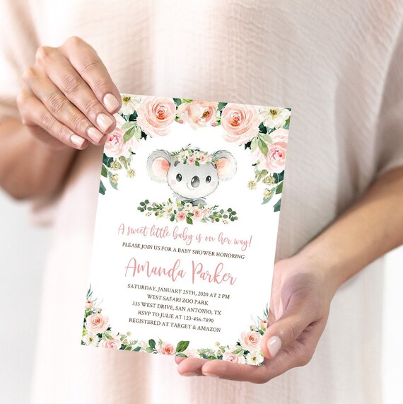 Koala Baby Shower Invitation Koala Bear Baby Shower Invitation Etsy