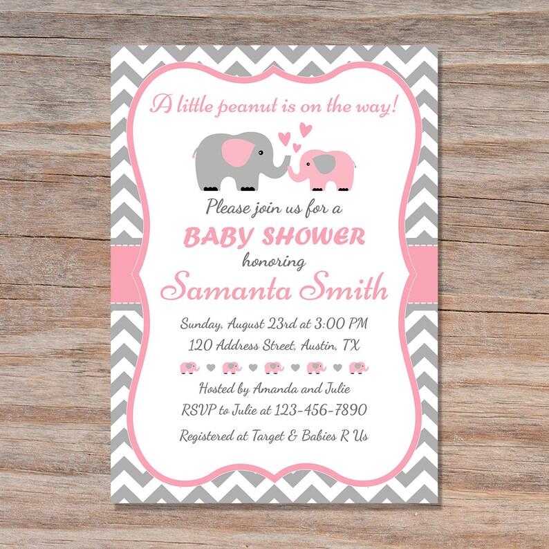 Elephant Baby Shower Invitation Elephant Baby Shower Invite Etsy