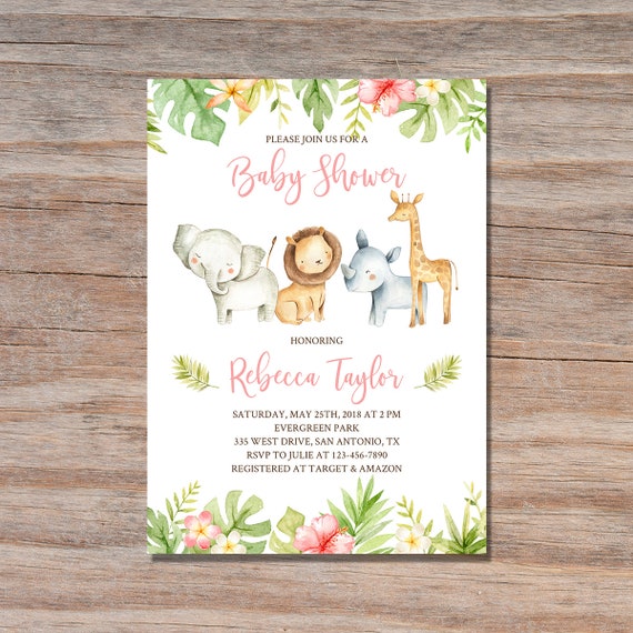 etsy safari baby shower invitations