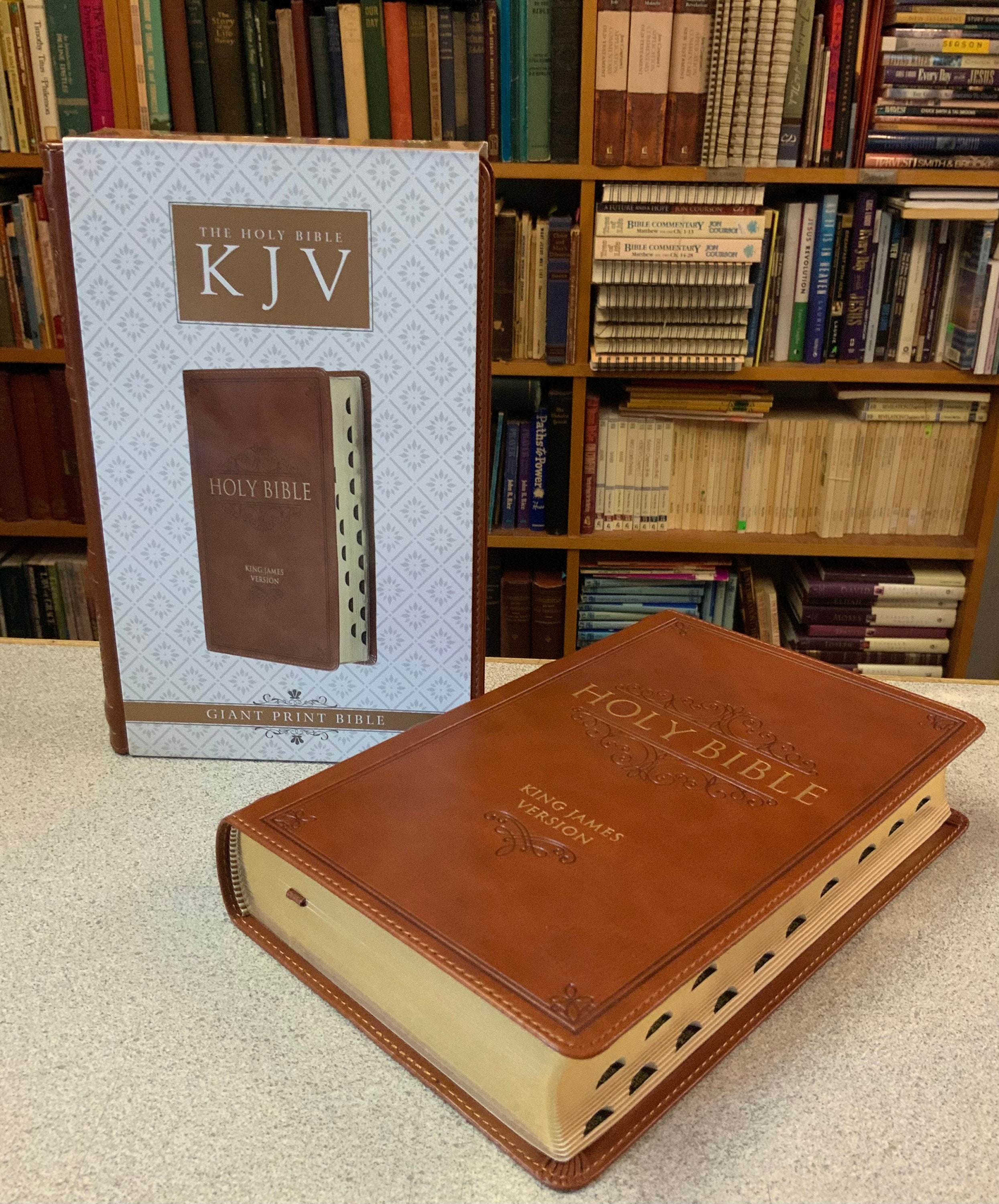 Personalized KJV King James Giant Print - Personal Size - Thumb Indexed - Brown Luxleather* Gift Bible - Custom Imprint Engraved Name