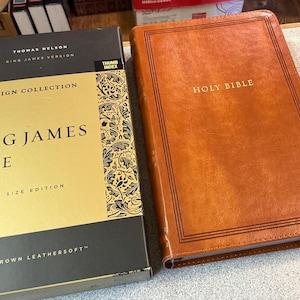 Personalized KJV Sovereign Bible - Brown Leathersoft -  Personal Size King James  - Indexed Custom Engraved Name Imprint Christian Books