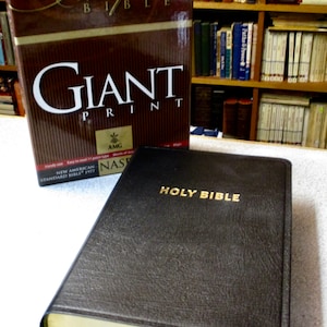 PERSONALIZED NASB GIANT Print 1977 Text Edition Reference Bible - Personal Size - Black or Burgundy Leather - Custom Engraved Imprinted Name