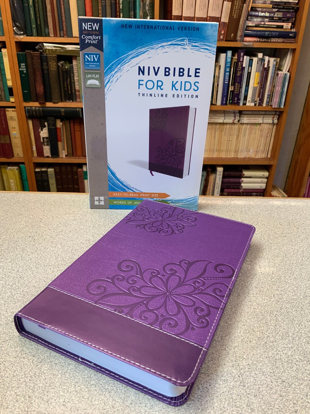 Personlized** NIV BIBLE for KIDS Purple Flower Design Thinline