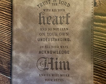 PERSONALIZED PRAYER Journal - Trust In The Lord Proverbs 3:5 Bible Verse Christian Journal - Custom Engraved - Name Imprint - Christian Gift