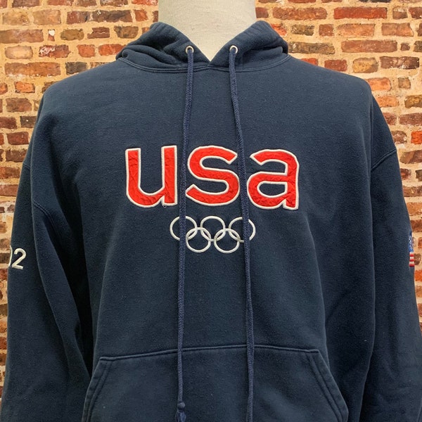 Vintage TEAM USA 2002 Olympics Men's 2XL Hoodie Sweatshirt RARE made by Roots