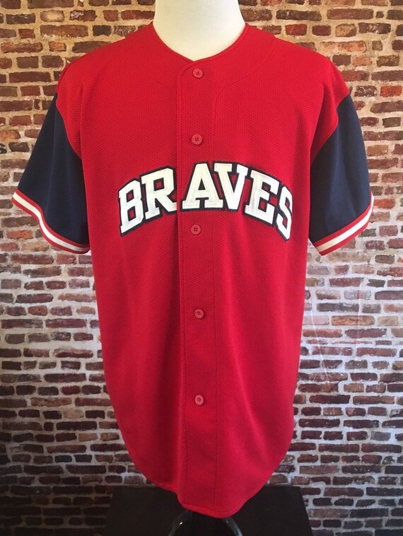 atlanta braves button up jersey