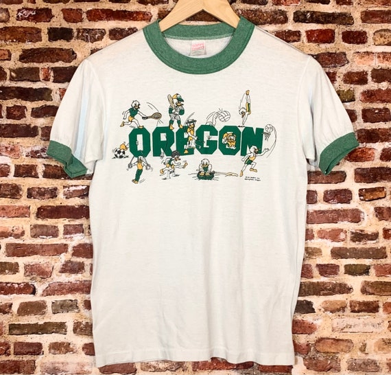 Vintage 1970's OREGON DUCKS Men’s Small Ringer Tee