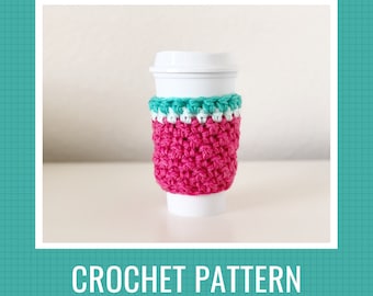 Crochet Pattern: Watermelon Cup Cozy // Coffee Cozy Pattern, Cup Sleeve Pattern, Crochet Cup Cozy, DIY Crochet