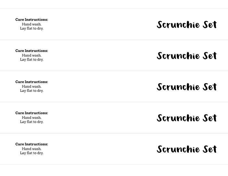 Download Printable: Scrunchie Tag Template for Single Scrunchie and ...