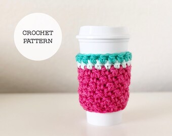 Crochet Pattern: Watermelon Cup Cozy // Coffee Cozy Pattern, Cup Sleeve Pattern, Crochet Cup Cozy, DIY Crochet