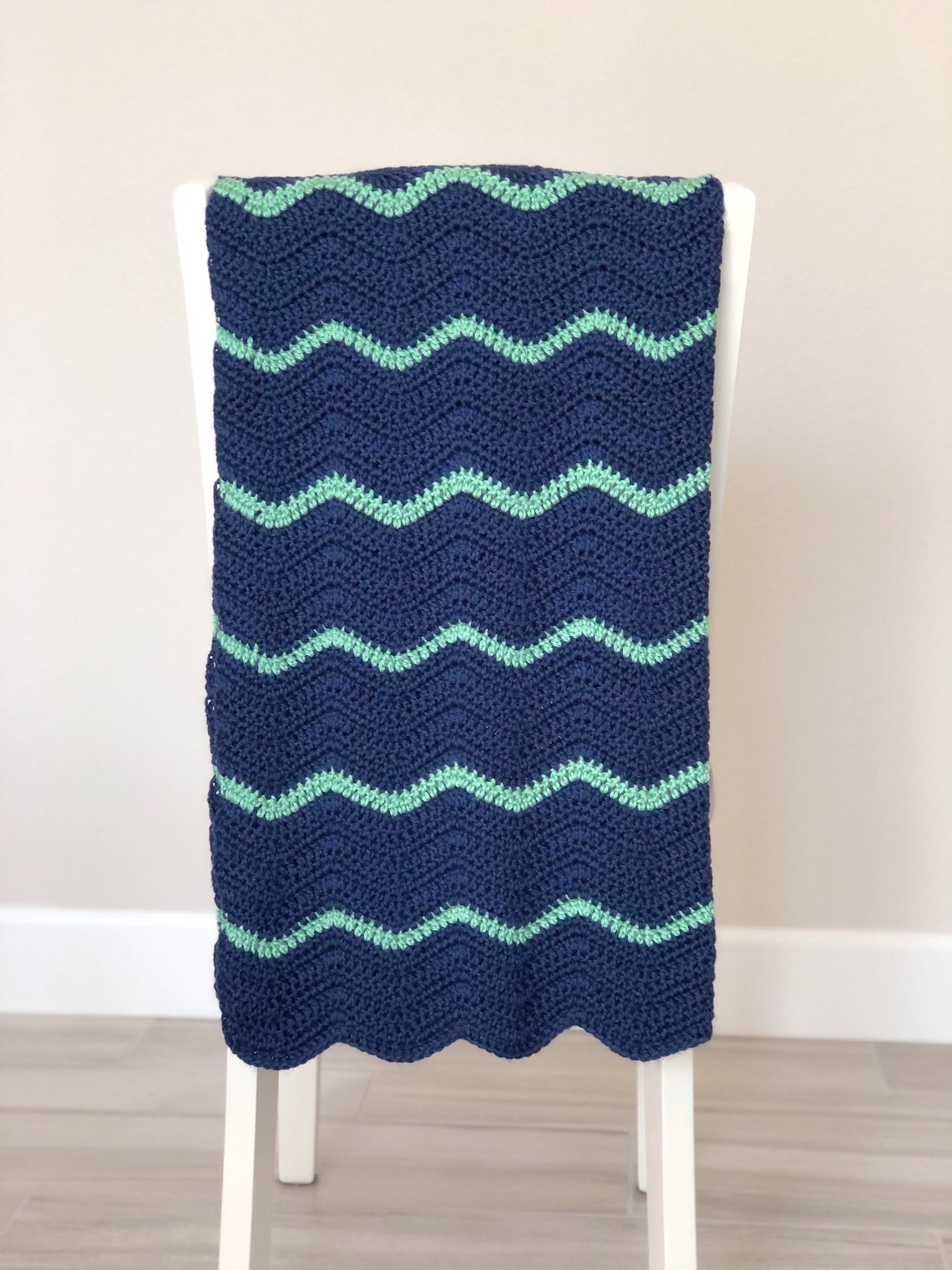 Crochet Baby Blanket in Navy Blue Crochet Blanket Nursery Etsy