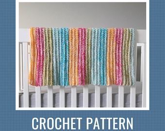Crochet Pattern: Ridged Stripe Baby Blanket