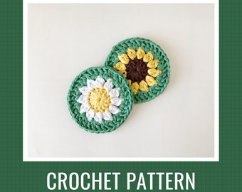 Crochet Pattern: Quick Cotton Flower Coaster // Crochet Coaster Pattern, Coaster DIY, Crochet Daisy Pattern, Crochet Sunflower Pattern